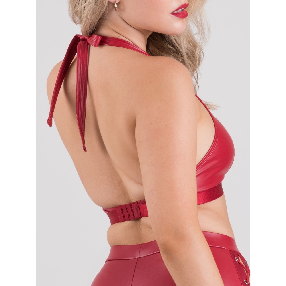 Top effet corset Fierce wetlook rouge