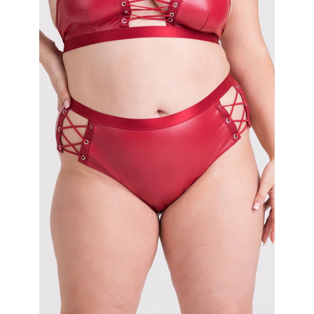 Culotte ouverte effet corset Fierce wetlook rouge GT