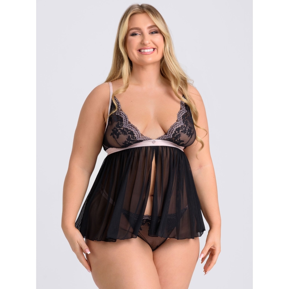 Nuisette babydoll Lustrous Lace noir GT